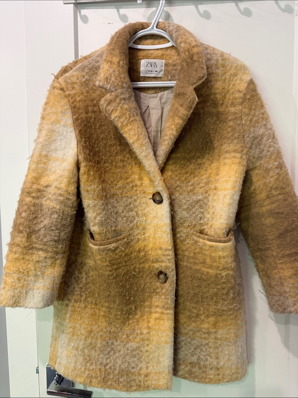 Zara Girls Ombre Pea Coat in Mustard and Cream
